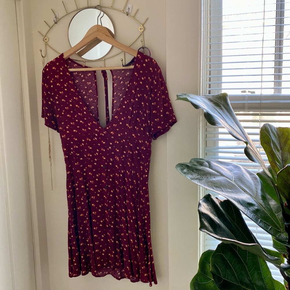 Dark red, floral dress, size M